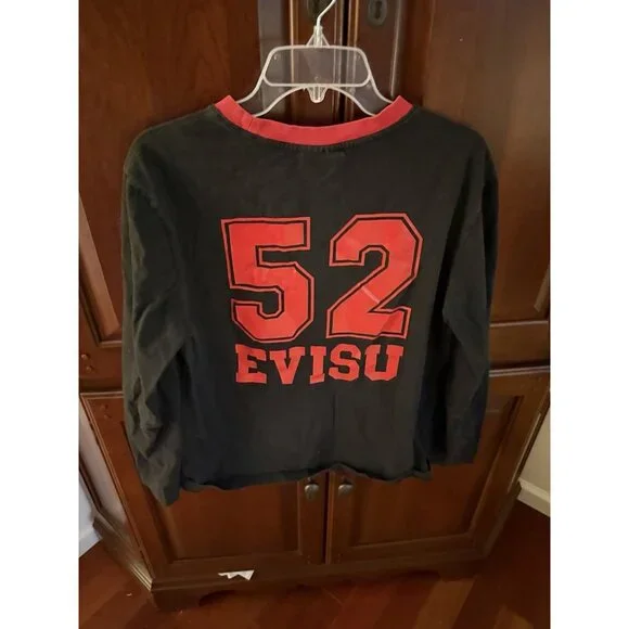 Evisu women’s black long sleeve shirt sz XL - Picture 3 of 6